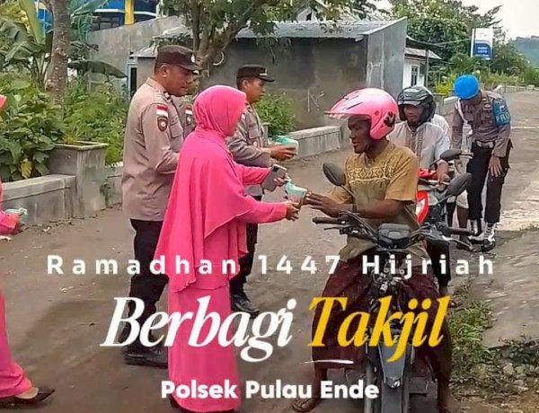 Polsek Pulau Ende dan Bhayangkari Berbagi Takjil dan Bensin Gratis kepada Tukang Ojek