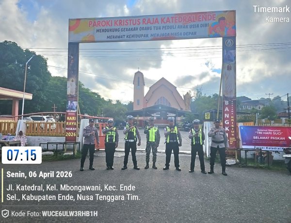 Polres Ende Siagakan Personel, Pastikan Ibadah Paskah Kedua Berjalan Aman dan Khidmat