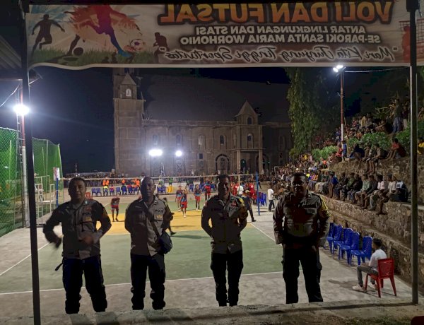 Jamin Keamanan Turnamen Worhonio Cup 1, Personel Polres Ende dan Polsek Ende Amankan Turnamen Hingga Malam Hari