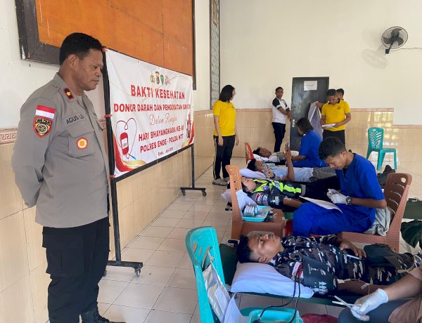 Sambut Hari Bhayangkara ke-80, Polres Ende Polda NTT Gelar Aksi Donor Darah Sinergi Bersama TNI dan Bhayangkari