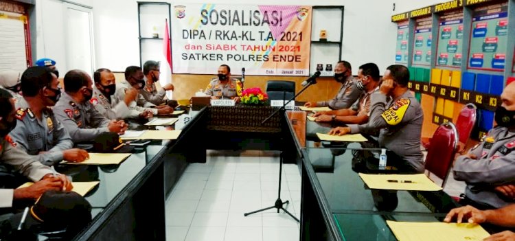 Kapolres Ende Pimpin Sosialisasi dan Penyerahan Dipa RKA-KL Serta Penandatanganan Pakta Integritas TA.2021