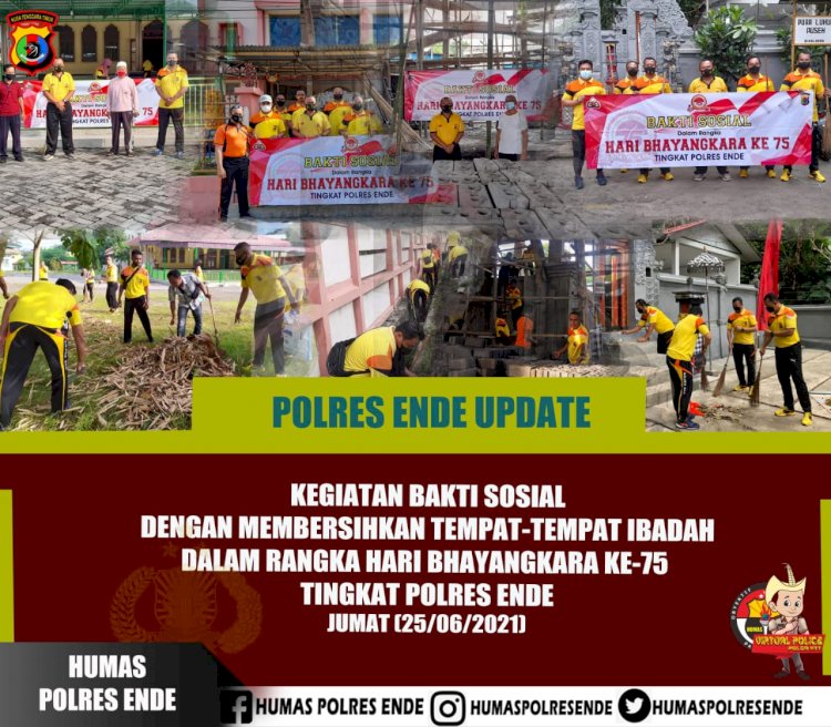 Sambut HUT Bhayangkara Ke 75, Polres Ende Bersihkan Rumah  Ibadah