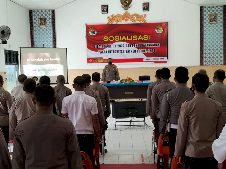 Kapolres Ende Pimpin Sosialisasi Dipa RKA-KL T.A 2022 Dan Penandatanganan Pakta Integritas