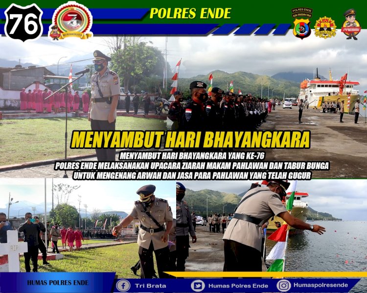 Kenang Jasa Para Pahlawan, Polres Ende Laksanakan Upacara Ziarah dan Tabur Bunga di Dermaga Ende