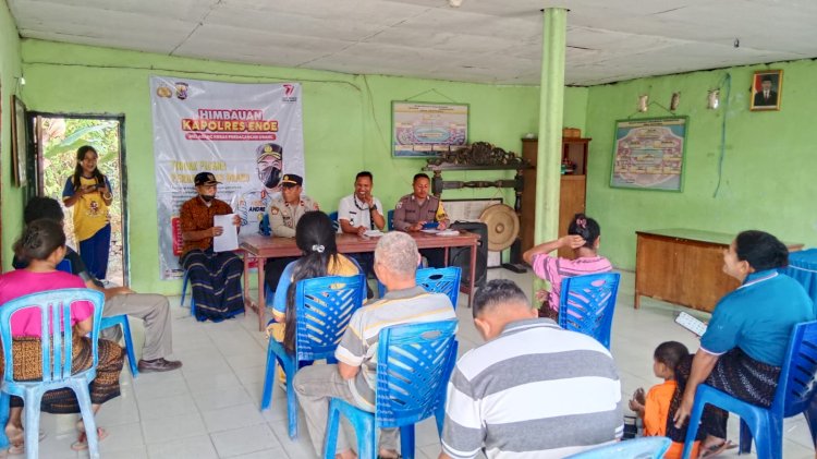 Kapolsek Lio Timur Sampaikan Pesan Kamtibmas Terkait TPPO Di Desa Detupera Kecamatan Lio Timur