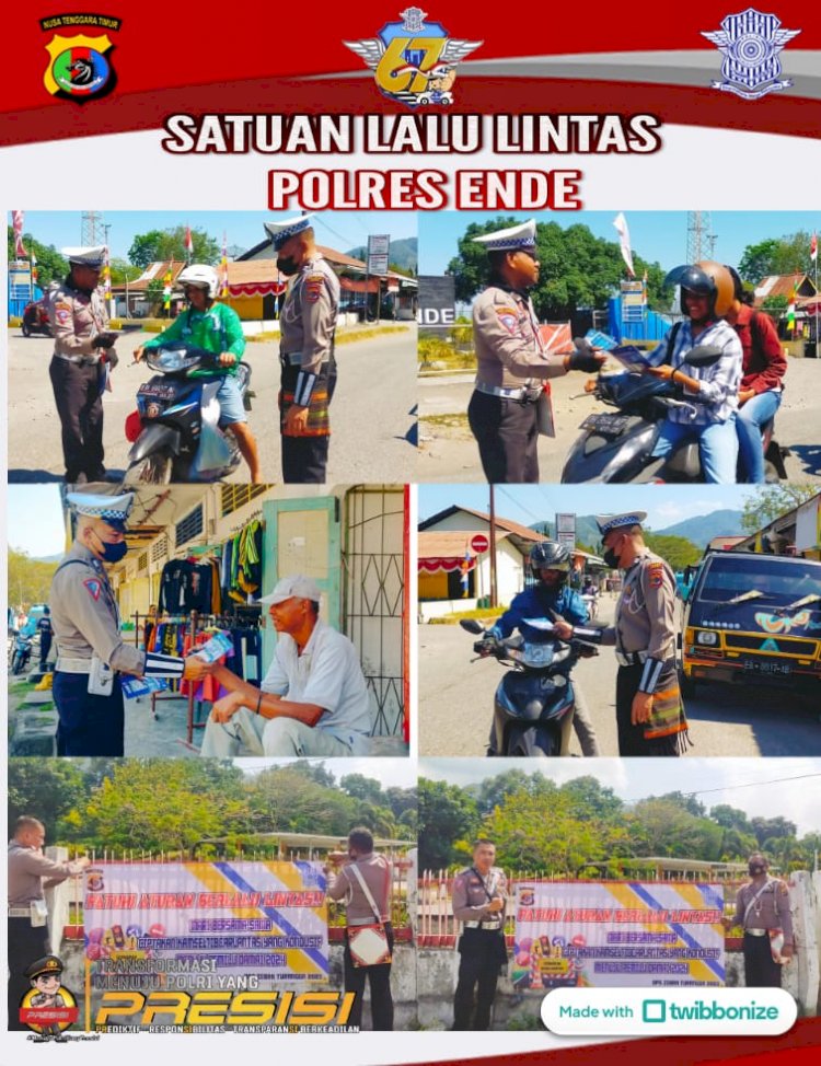 Satgas Preemtif Ops Zebra Polres Ende Optimalkan Sosialisasi Kamseltibcar Lantas Dengan Himbauan, Pembagian Brosur Dan Pemasangan Spanduk