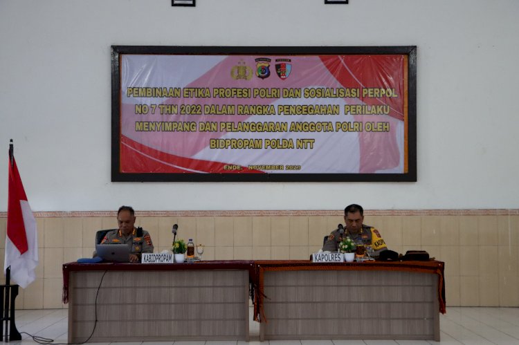 Kabid Propam Polda NTT Gelar Sosialisasi  Perpol No. 7 tahun 2022 Kepada Personel Polres Ende