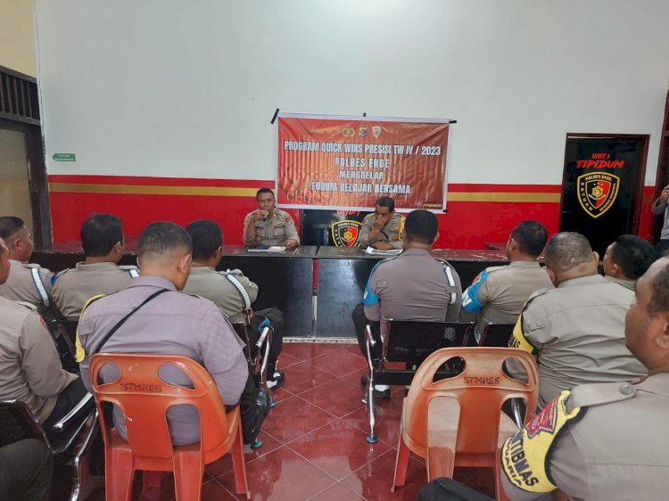 Kabag SDM Polres Ende Pimpin Kegiatan Forum Belajar Bersama Bagi Personil Polres Ende