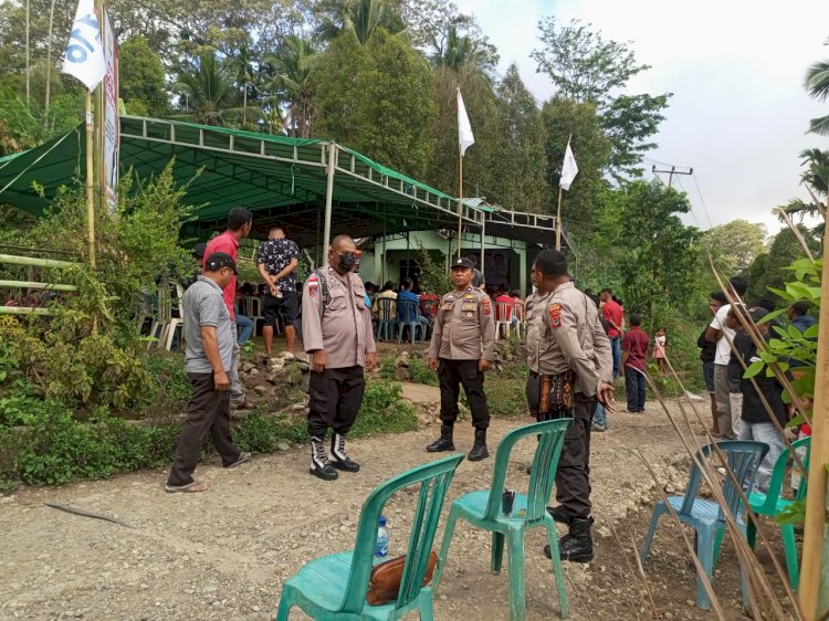 Personel Polsek Ende Laksanakan Pengamanan Kampanye Tatap Muka Caleg DPRD Ende dari Partai Perindo