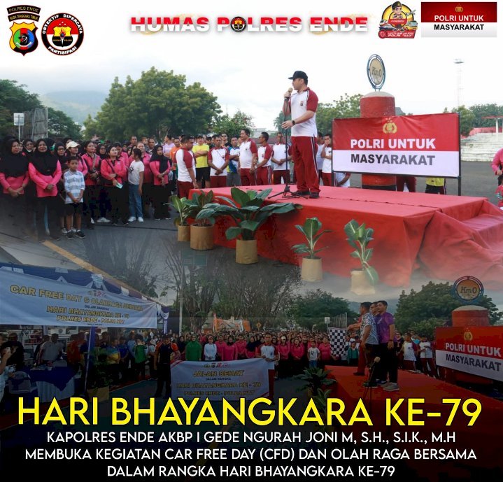 Polres Ende Polda NTT Gelar Car Free Day dan Olahraga Bersama Sambut Hari Bhayangkara ke-79