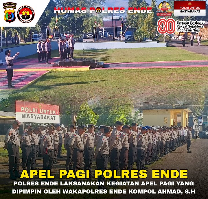 Polres Ende Gelar Apel Jam Pimpinan, Wakapolres Ajak Anggota Berbuat Baik dan Semarakkan HUT RI