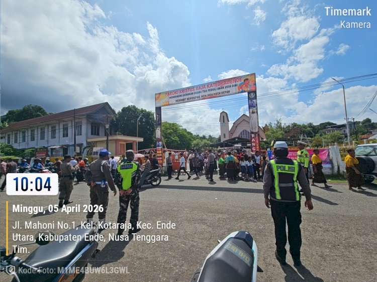 Pastikan Keamanan Ibadah Minggu Paskah, Kabag Ops Polres Ende Pantau Langsung Personel di Lapangan