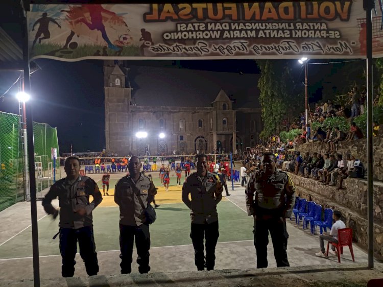 Jamin Keamanan Turnamen Worhonio Cup 1, Personel Polres Ende dan Polsek Ende Amankan Turnamen Hingga Malam Hari