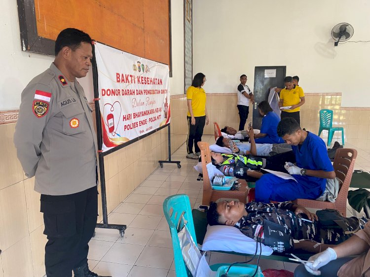 Sambut Hari Bhayangkara ke-80, Polres Ende Polda NTT Gelar Aksi Donor Darah Sinergi Bersama TNI dan Bhayangkari
