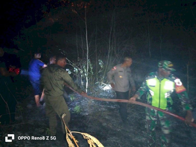 Kebakaran Melanda Kaki Gunung Iya Ende, Personel Polres Ende bersama Damkar Berjibaku Tembus Medan Terjal