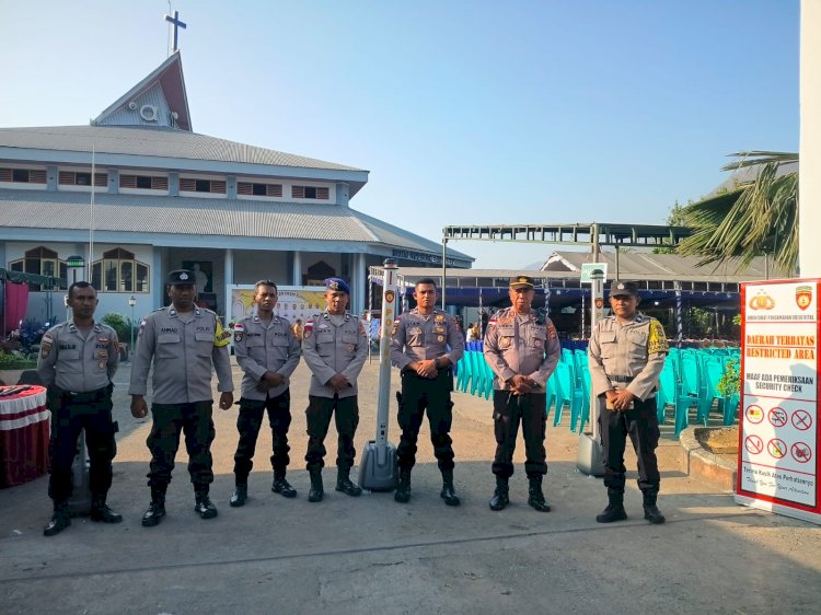 Sukses Kawal Agenda Besar Keuskupan Agung Ende, Ratusan Personel Gabungan Polres Ende Amankan Pentahbisan 9 Imam Baru